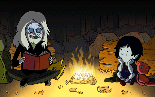 Анимация Ледяной король и Марселин греются у костра, мультсериал Adventure Time / Время Приключений, гифка Ледяной король и Марселин греются у костра, мультсериал Adventure Time / Время Приключений