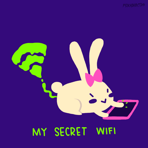 Анимация Кролик у планшета (My secret WiFi / Мой секретный WiFi), гифка Кролик у планшета (My secret WiFi / Мой секретный WiFi)