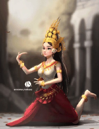Аанимации Танцующая полубогиня Apsara / Апсара из индуистской мифологии, by Rothana Chhourm