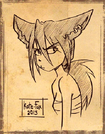 Анимация Недовольная девушка с лисьими ушками, by Kate-FoX