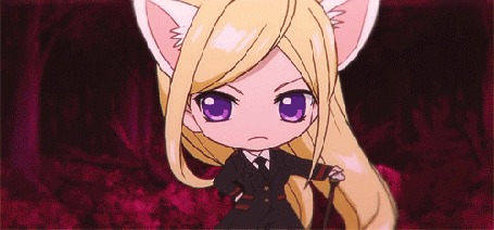 Гиф анимация Кадзума / Kazuma и Бишамон / Bishamon из аниме Бездомный Бог /Noragami с кошачьими ушками
