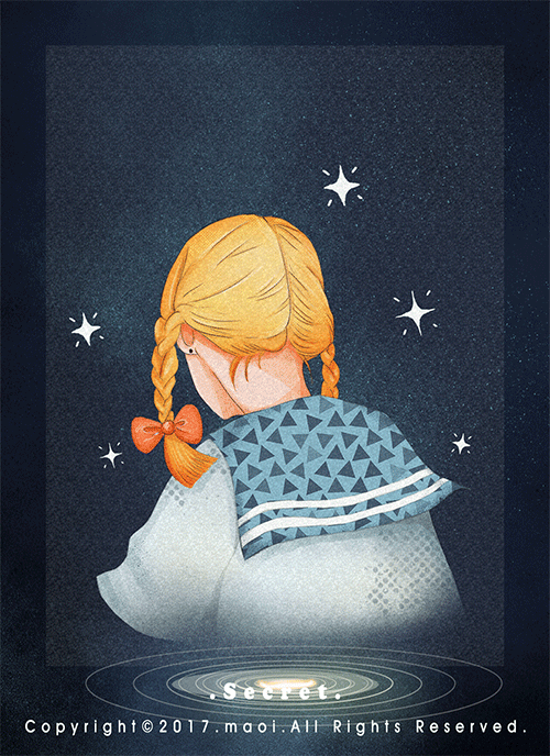 Анимация Девочка на фоне ночного неба, by Maoi, гифка Девочка на фоне ночного неба, by Maoi