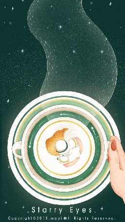Анимация Девочка танцует в кофейной шашке (Starry Eyes)