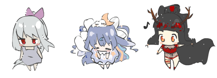 Анимация Три чибика на белом фоне, by CuteNikeChan, гифка Три чибика на белом фоне, by CuteNikeChan