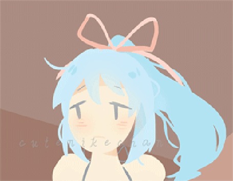 Анимация Девушка с голубыми волосами, by CuteNikeChan