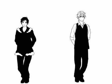 Анимация Izaya Orihara / Идзая Орихара и Shizuo Heiwajima / Сидзуо Хэйвадзима из аниме Durarara!/Дюрарара!