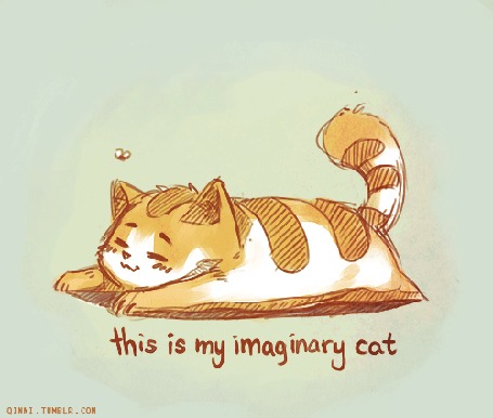 Анимация Над спящей кошкой летает муха (this is my imaginary cat)