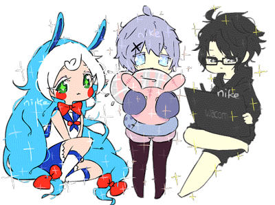 Анимация Три чибика на белом фоне, by CuteNikeChan, гифка Три чибика на белом фоне, by CuteNikeChan