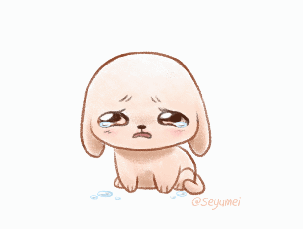 Анимация Плачущий на белом фоне щенок, by Seyumei, гифка Плачущий на белом фоне щенок, by Seyumei