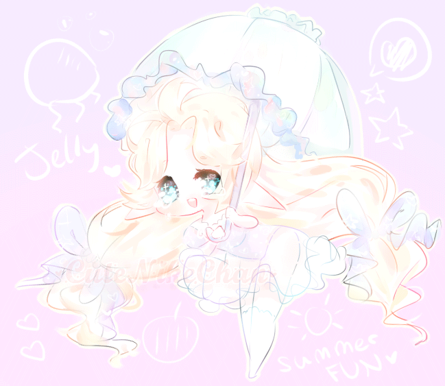 Анимация Голубоглазый чибик под зонтом, by CuteNikeChan, гифка Голубоглазый чибик под зонтом, by CuteNikeChan