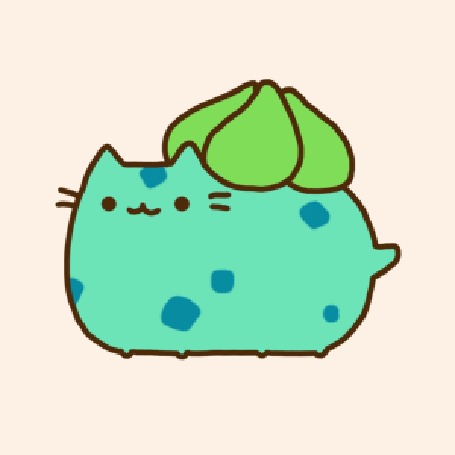Анимация Bulbasaur / Бульбазавр из аниме Pokemon / Покемон в стиле кота Пушина