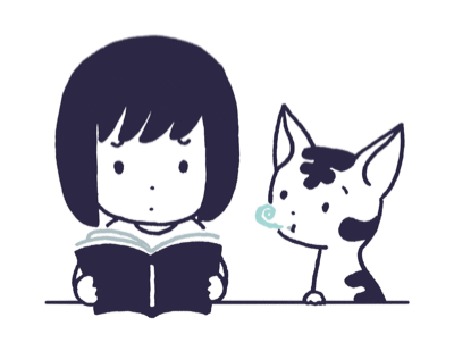Анимация Девочка с книжкой и полосатый котенок со свистком