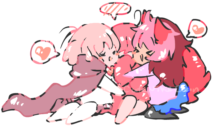 Анимация Два чибика обнимают другого чибика, by CuteNikeChan, гифка Два чибика обнимают другого чибика, by CuteNikeChan