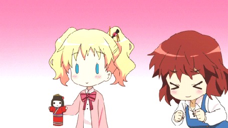 Анимация Youko Inokuma / Йоко Инокума и Alice Cartelet / Элис Картелет из аниме Kiniro Mosaic / Золотая мозаика
