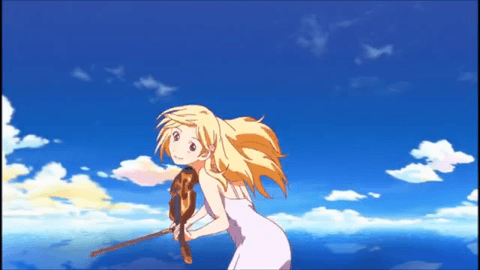 Анимация Каори Миязоно / Kaori Miyazono со скрипкой и смычком в руках, аниме Твоя апрельская ложь / Shigatsu wa Kimi no Uso, гифка Каори Миязоно / Kaori Miyazono со скрипкой и смычком в руках, аниме Твоя апрельская ложь / Shigatsu wa Kimi no Uso