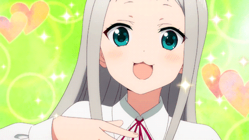 Анимация Hideri Kanzaki / Хидэри Кандзаки из аниме Blend S / Садистская смесь подмигивает показывая пальцами знак V / Ви, гифка Hideri Kanzaki / Хидэри Кандзаки из аниме Blend S / Садистская смесь подмигивает показывая пальцами знак V / Ви