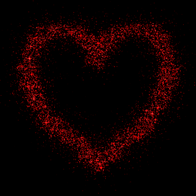 Анимация Красное блестящее сердце на черном фоне, гифка