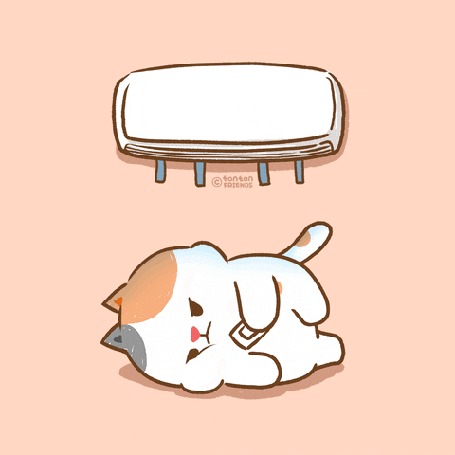 Анимация Котику жарко, он включает кондиционер и замерзает (Tonton Friends)