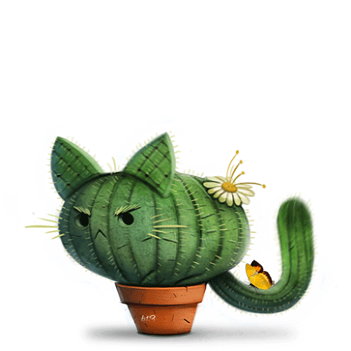 Анимация Сердитый котокактус, by Cryptid-Creations, гифка Сердитый котокактус, by Cryptid-Creations