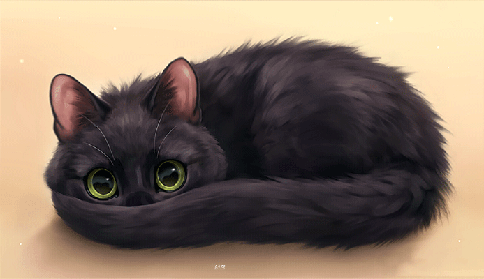 Анимация Черная кошка, by Chiakiro, гифка Черная кошка, by Chiakiro