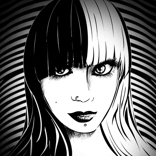Анимация Девушка на фоне двигающихся полос, by VoltaBass, гифка Девушка на фоне двигающихся полос, by VoltaBass