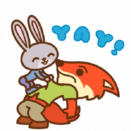 Анимация Judy Hopps / Джуди Хопс и Nick Wilde / Ник Уайлд из мультфильма Zootropolis / Зверополис (yay!)