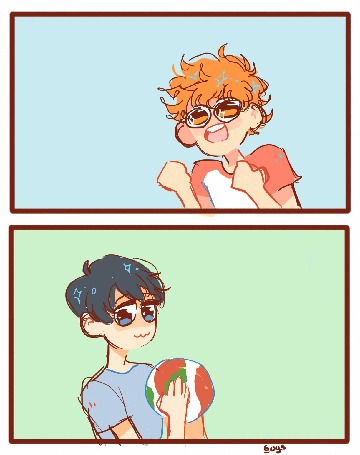 Анимация Shouyou Hinata / Шое Хината и Tobio Kageyama / Тобио Кагэяма из аниме Haikyuu!/Волейбол!