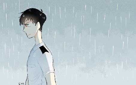 Анимация Плачущий парень под дождем, by 6oys