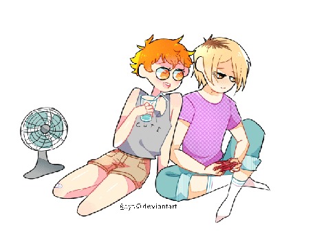 Анимация Kenma Kozume / Кэнма Козумэ и Shouyou Hinata / Шоe Хината из аниме Haikyuu!/Волейбол, by 6oys