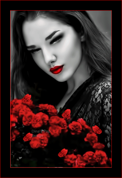 Анимация Девушка на фоне красных роз и красных бабочек, by Dina s Psp desing, гифка Девушка на фоне красных роз и красных бабочек, by Dina s Psp desing