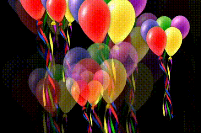 Гиф анимация Разноцветные воздушные шарики поднимаются вверх, страница