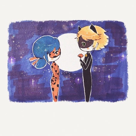 Анимация Marinette Dupain-Cheng / Маринетт Дюпэн-Чэн и Chat Noir / Adrien Agreste / Супер-Кот / Адриан Агрест из мультсериала Miraculous: Tales of Ladybug and Cat Noir / Чудесные истории ЛедиБаг и Кота Нуара, by mochatchi