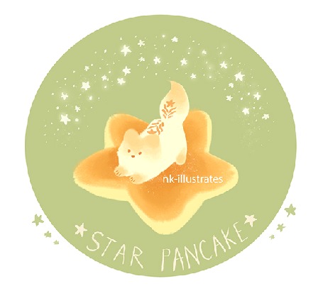 Анимация Лисичка на панкейке в форме звезды, by nk-illustrates (STAR PANCAKE)