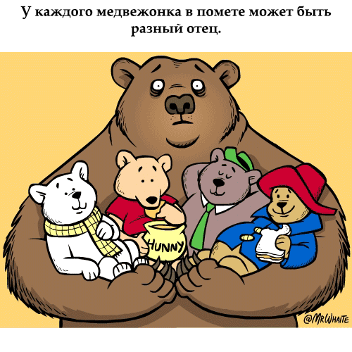 Анимация Медведь держит медвежат в охапке (У каждого медвежонка в помете может быть разный отец), by MR Whaite, гифка Медведь держит медвежат в охапке (У каждого медвежонка в помете может быть разный отец), by MR Whaite