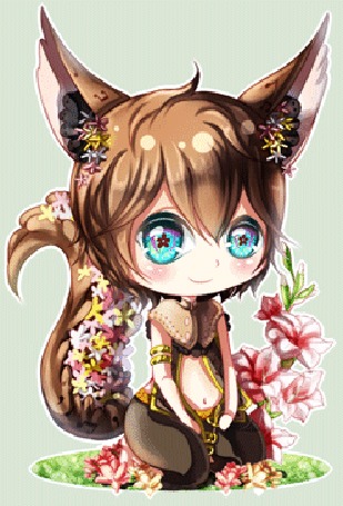 Анимация Голубоглазый чибик с звериными ушками, by Tammi-Adopts