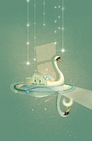 Анимация Лебедь на воде, by Maoi