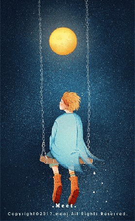 Анимация Девочка сидит на качели, by Maoi