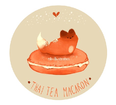 Анимация Лисичка сидит на макароне, by nk-illustrates (thai tea makaron)