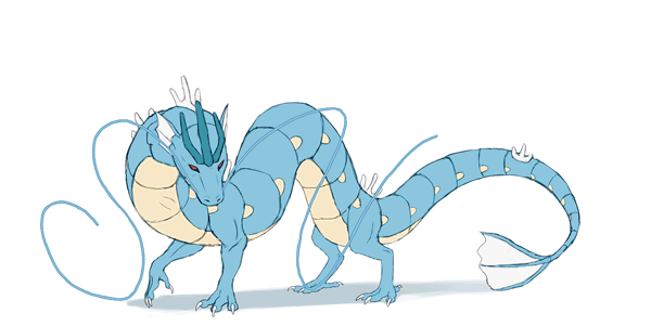 Анимация Голубой дракон на белом фоне, by Chiakiro, гифка Голубой дракон на белом фоне, by Chiakiro