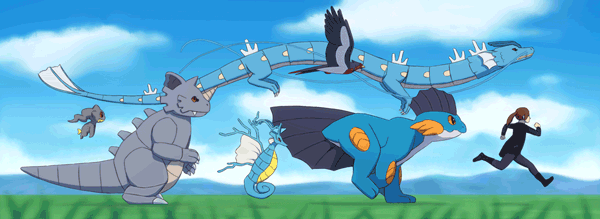 Анимация Покемоны под голубым небом, by Chiakiro, гифка Покемоны под голубым небом, by Chiakiro
