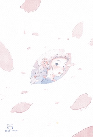 Анимация Моргающая девочка отражается на лепестке, by МАОИ