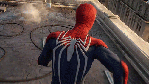 Гиф анимация Spider man / Человек паук прыгает с крыши / PS4