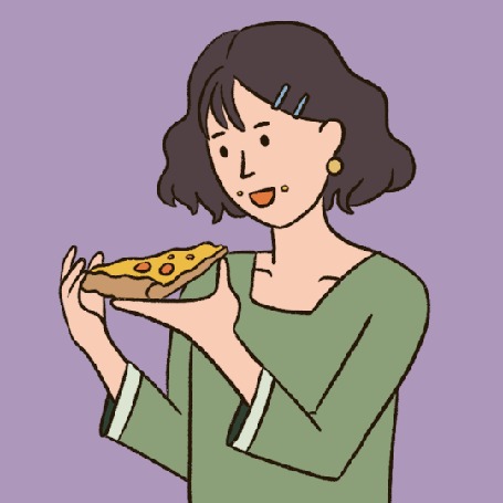 Анимация Девочка кушает пиццу