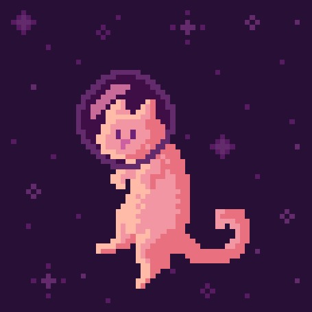 Анимация Кошка в космосе