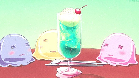 Анимация Желейные медузы и стакан лимонада