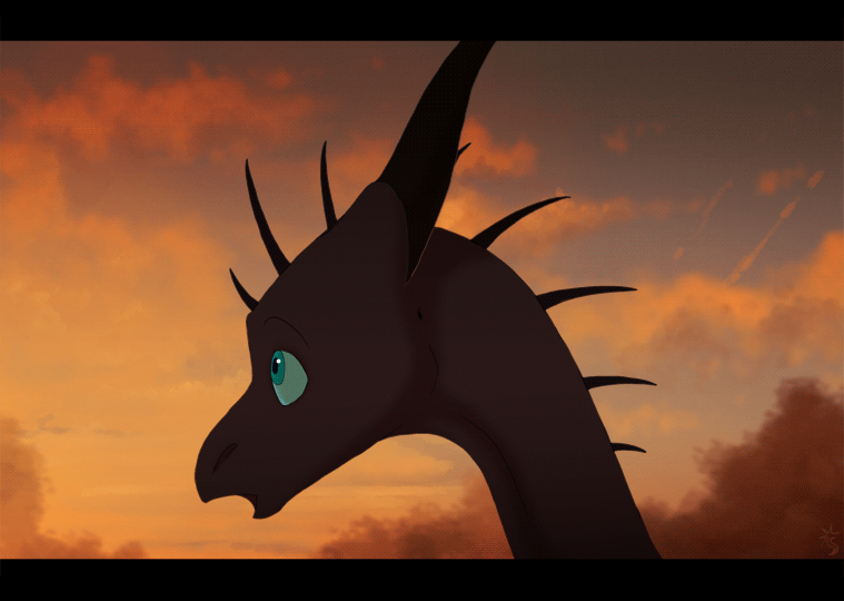 Анимация Дракон на фоне неба, by SeaSaltShrimp, гифка Дракон на фоне неба, by SeaSaltShrimp