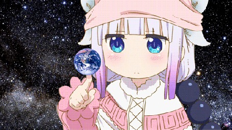 Анимация Камуи / Kanna Kamui из аниме Дракон-горничная Кобаяши / Kobayashi-san Chi no Maid Dragon съедает Землю