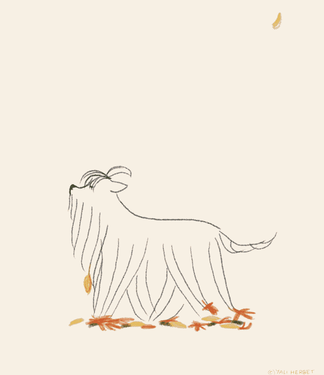Анимация Нарисованный пес на осенних листьях, гифка Нарисованный пес на осенних листьях
