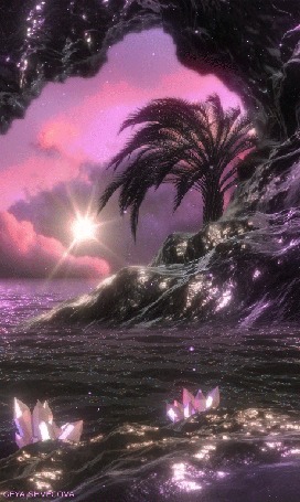 Анимация Закат солнца над морем, by Geya Shvecova