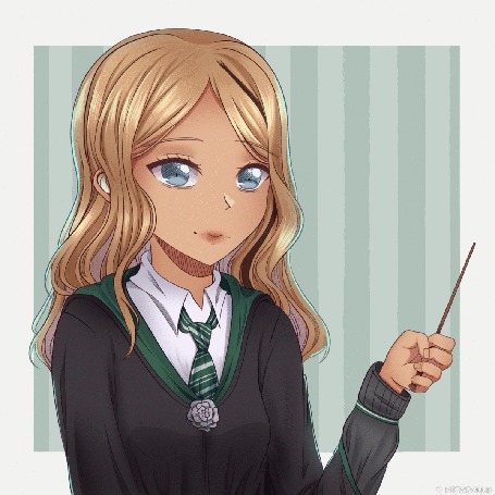 Анимация Светловолосая голубоглазая девушка с палочкой, by HeraDollie